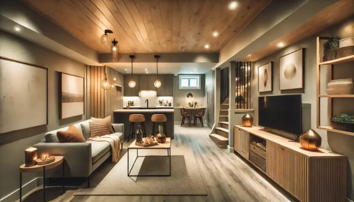 A professionally finished Calgary basement living space