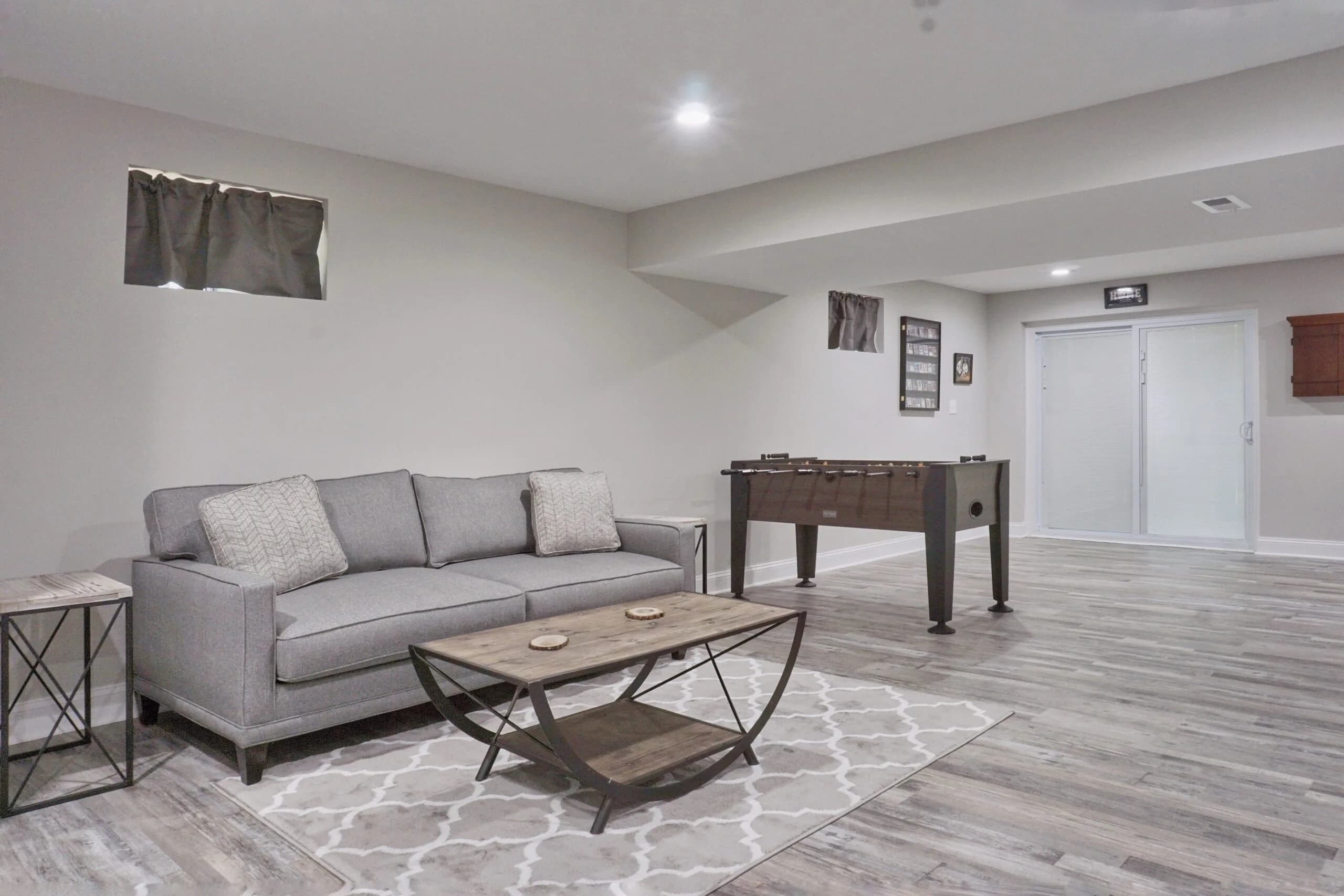 Modern basement interior with quality finishes